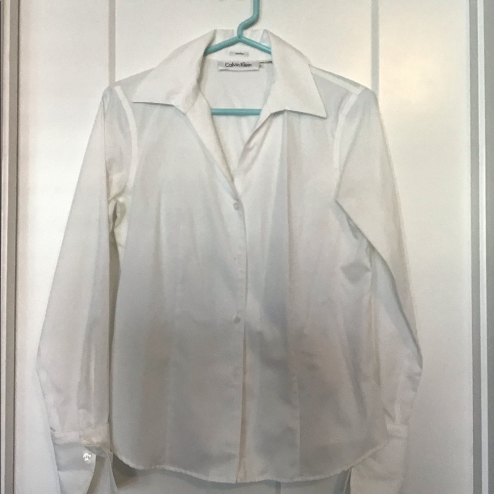 Calvin Klein White Long Sleeved Button Down